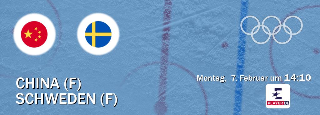 Das Spiel zwischen China (F) und Schweden (F) wird am Montag,  7. Februar um  14:10, live vom Eurosport Player DE übertragen.