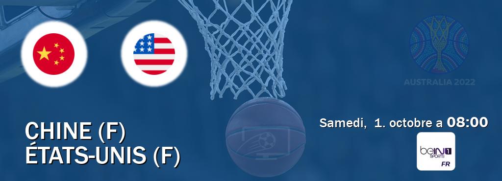 Match entre Chine (F) et États-Unis (F) en direct à la beIN Sports 1 (samedi,  1. octobre a  08:00).