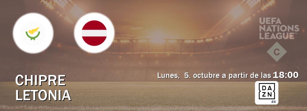 El partido entre Chipre y Letonia será retransmitido por DAZN España (lunes,  5. octubre a partir de las  18:00).
