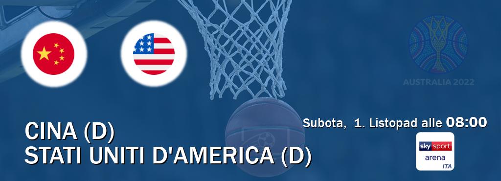 Il match Cina (D) - Stati Uniti d'America (D) sarà trasmesso in diretta TV su Sky Sport Arena (ore 08:00)