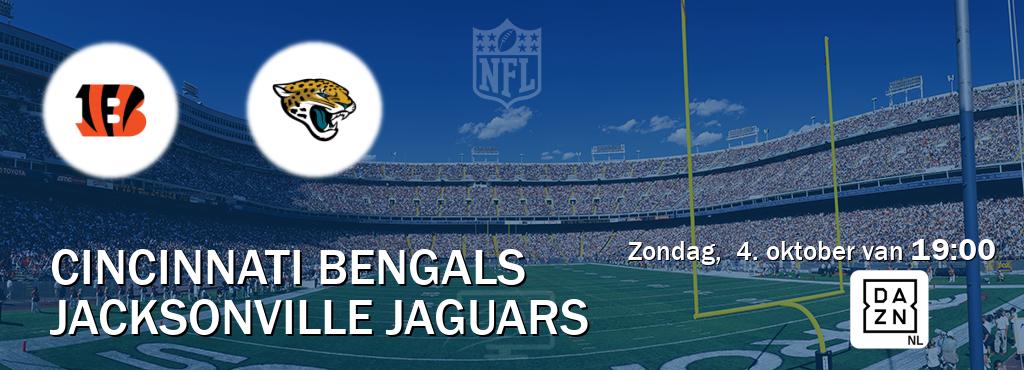 Wedstrijd tussen Cincinnati Bengals en Jacksonville Jaguars live op tv bij DAZN (zondag, 4. oktober van 19:00). Wedstrijd tussen Cincinnati Bengals en Jacksonville Jaguars live op tv bij DAZN (zondag, 4. oktober van 19:00).