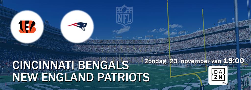 Wedstrijd tussen Cincinnati Bengals en New England Patriots live op tv bij DAZN (zondag, 23. november van  19:00).