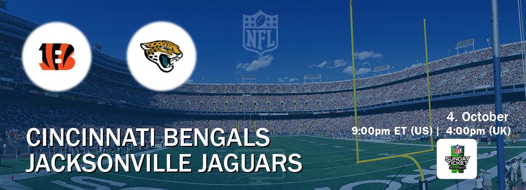 You can watch game live between Cincinnati Bengals and Jacksonville Jaguars on NFL Sunday Ticket(US).