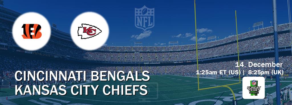 You can watch game live between Cincinnati Bengals and Kansas City Chiefs on NFL Sunday Ticket(US). You can watch game live between Cincinnati Bengals and Kansas City Chiefs on NFL Sunday Ticket(US).