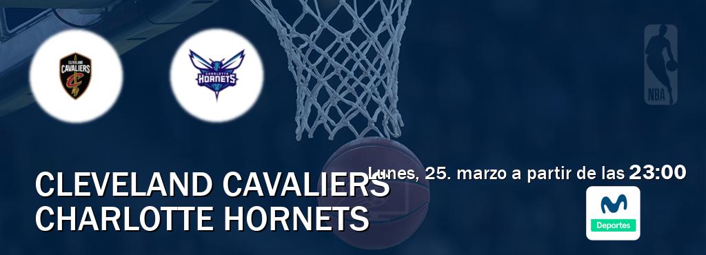 El partido entre Cleveland Cavaliers y Charlotte Hornets será retransmitido por Movistar Deportes (lunes, 25. marzo a partir de las  23:00).