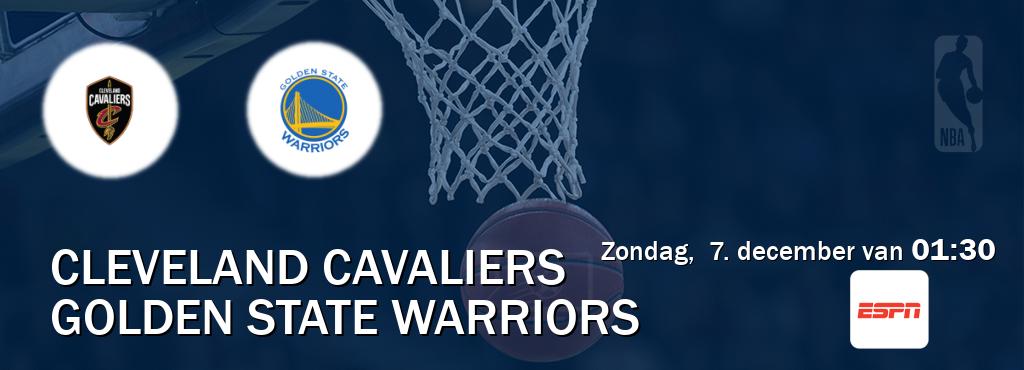 Wedstrijd tussen Cleveland Cavaliers en Golden State Warriors live op tv bij ESPN 1 (zondag,  7. december van  01:30).
