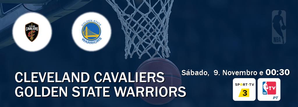 Jogo entre Cleveland Cavaliers e Golden State Warriors tem emissão Sport TV 3, NBA TV (Sábado,  9. Novembro e  00:30).