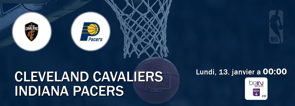 Match entre Cleveland Cavaliers et Indiana Pacers en direct à la beIN Sports 4 Max (lundi, 13. janvier a  00:00).