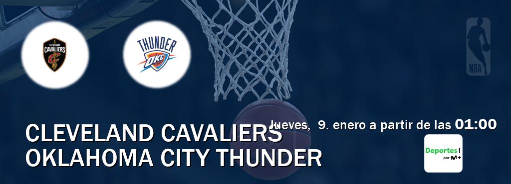 El partido entre Cleveland Cavaliers y Oklahoma City Thunder será retransmitido por Movistar Deportes (jueves,  9. enero a partir de las  01:00).