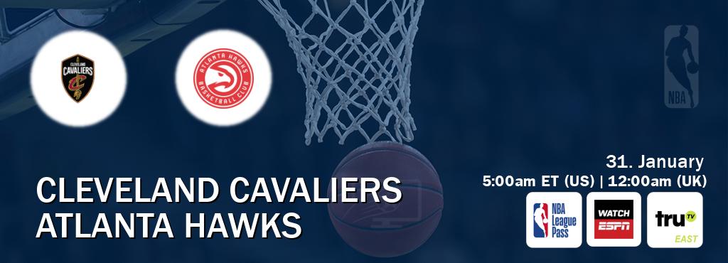 You can watch game live between Cleveland Cavaliers and Atlanta Hawks on NBA League Pass, WatchESPN(AU), truTV East(US).