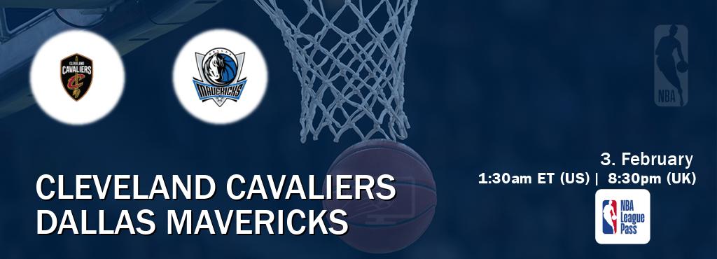 You can watch game live between Cleveland Cavaliers and Dallas Mavericks on NBA League Pass.