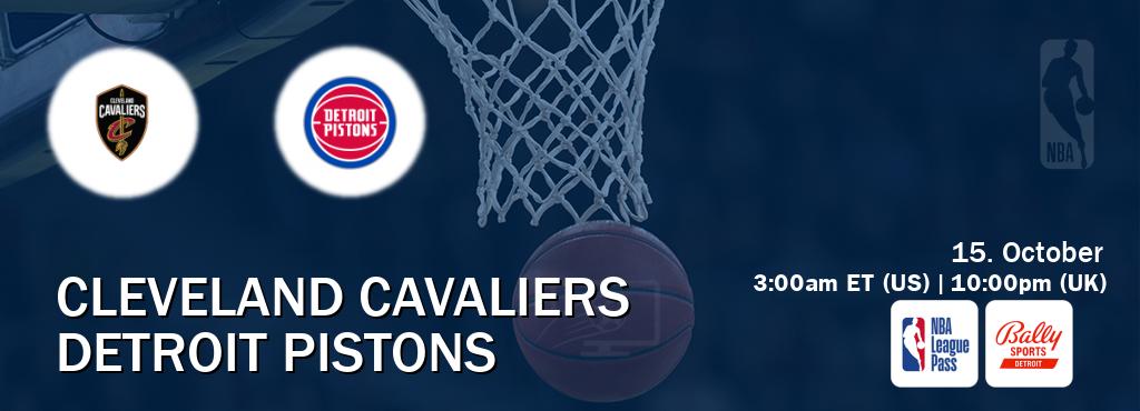You can watch game live between Cleveland Cavaliers and Detroit Pistons on NBA League Pass and Bally Sports Detroit(US). You can watch game live between Cleveland Cavaliers and Detroit Pistons on NBA League Pass and Bally Sports Detroit(US).