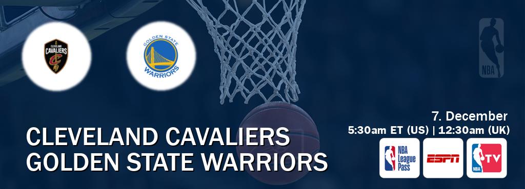 You can watch game live between Cleveland Cavaliers and Golden State Warriors on NBA League Pass, ESPN(AU), NBA TV(US).