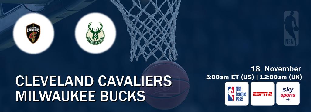 You can watch game live between Cleveland Cavaliers and Milwaukee Bucks on NBA League Pass, ESPN2(AU), Sky Sports+(UK). You can watch game live between Cleveland Cavaliers and Milwaukee Bucks on NBA League Pass, ESPN2(AU), Sky Sports+(UK).