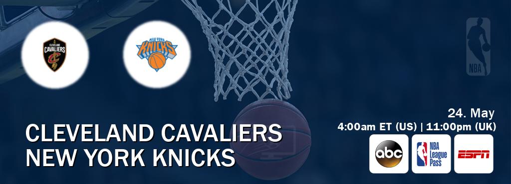 You can watch game live between Cleveland Cavaliers and New York Knicks on ABC(US), NBA League Pass, ESPN(AU). You can watch game live between Cleveland Cavaliers and New York Knicks on ABC(US), NBA League Pass, ESPN(AU).