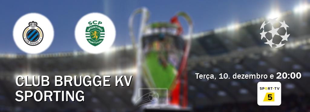 Jogo entre Club Brugge KV e Sporting tem emissão Sport TV 5 (terça, 10. dezembro e  20:00).