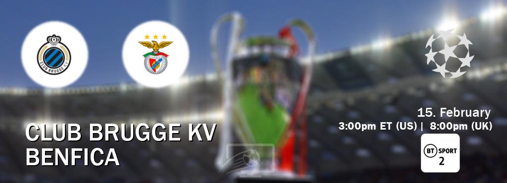 You can watch game live between Club Brugge KV and Benfica on BT Sport 2.
