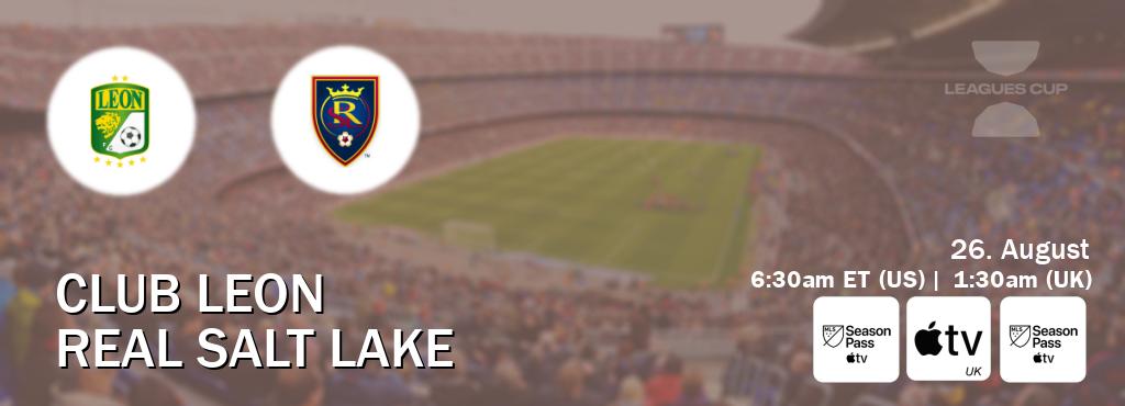 You can watch game live between Club Leon and Real Salt Lake on MLS Season Pass, Apple TV(UK), MLS Season Pass(US). You can watch game live between Club Leon and Real Salt Lake on MLS Season Pass, Apple TV(UK), MLS Season Pass(US).