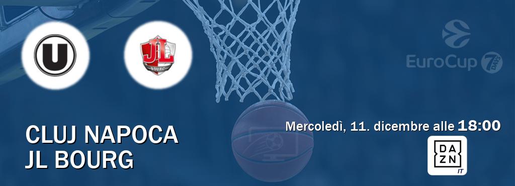 Il match Cluj Napoca - JL Bourg sarà trasmesso in diretta TV su DAZN Italia (ore 18:00)