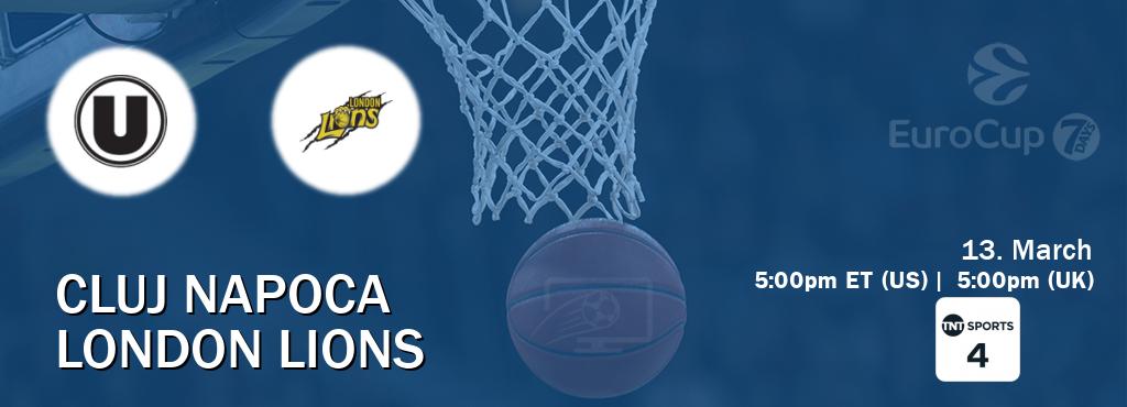 You can watch game live between Cluj Napoca and London Lions on TNT Sports 4(UK).