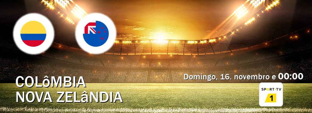 Jogo entre Colômbia e Nova Zelândia tem emissão Sport TV 1 (domingo, 16. novembro e  00:00).