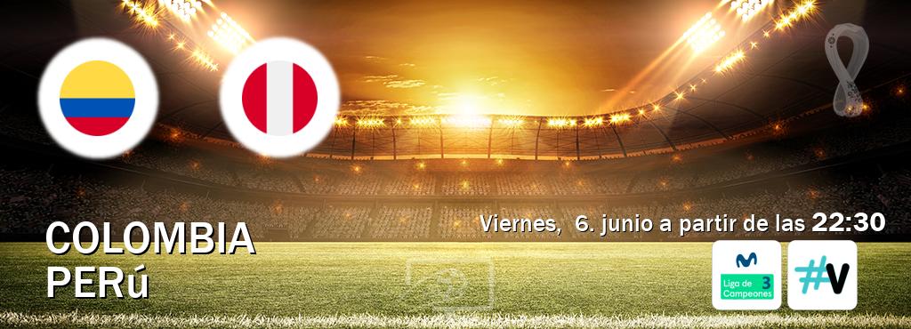 El partido entre Colombia y Perú será retransmitido por Movistar Liga de Campeones 3 y M+ Vamos (viernes, 6. junio a partir de las 22:30). El partido entre Colombia y Perú será retransmitido por Movistar Liga de Campeones 3 y M+ Vamos (viernes, 6. junio a partir de las 22:30).