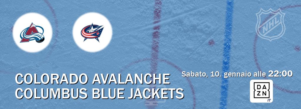 Il match Colorado Avalanche - Columbus Blue Jackets sarà trasmesso in diretta TV su DAZN Italia (ore 22:00)