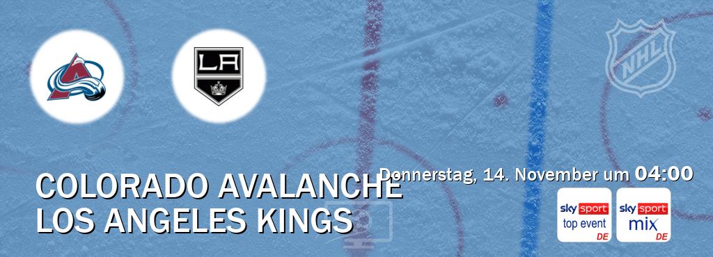 Das Spiel zwischen Colorado Avalanche und Los Angeles Kings wird am Donnerstag, 14. November um  04:00, live vom Sky Sport Top Event und Sky Sport Mix übertragen.