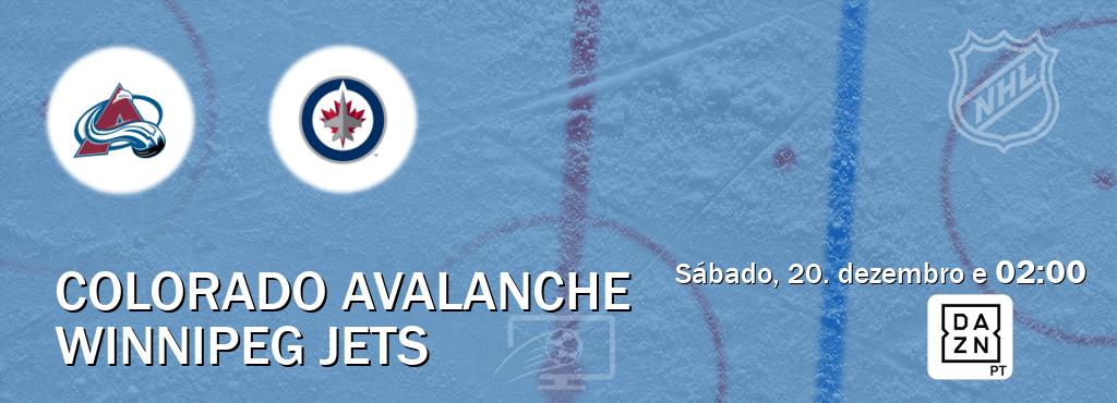 Jogo entre Colorado Avalanche e Winnipeg Jets tem emissão DAZN (sábado, 20. dezembro e  02:00).