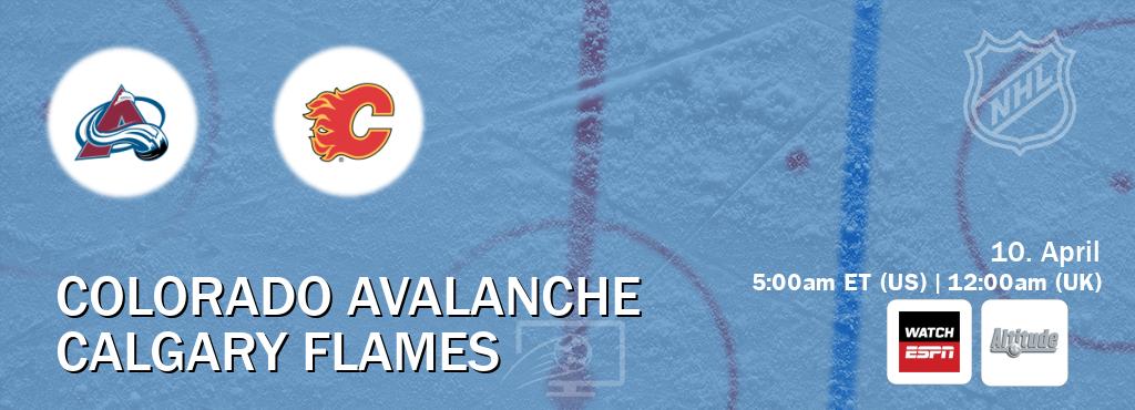 You can watch game live between Colorado Avalanche and Calgary Flames on WatchESPN(AU) and Altitude(US).