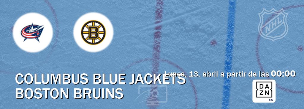 El partido entre Columbus Blue Jackets y Boston Bruins será retransmitido por DAZN España (lunes, 13. abril a partir de las  00:00).
