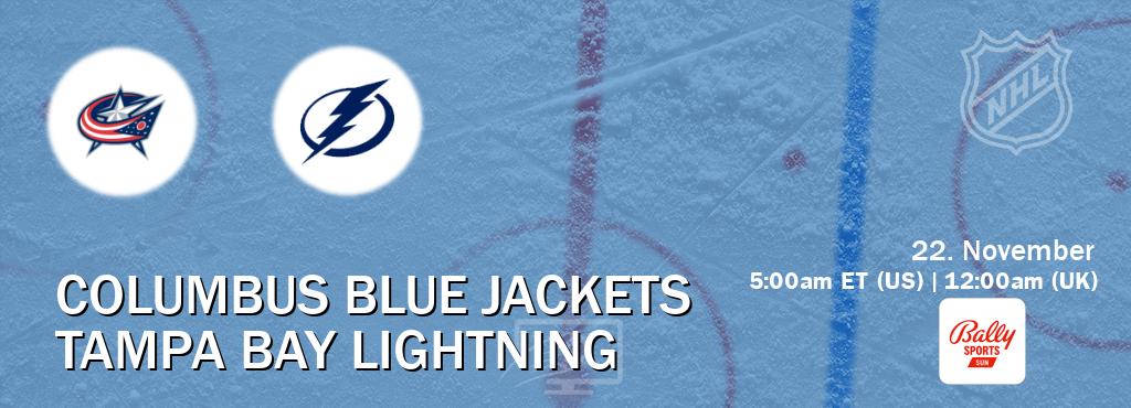 You can watch game live between Columbus Blue Jackets and Tampa Bay Lightning on Bally Sports Sun(US).