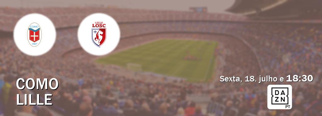 Jogo entre Como e Lille tem emissão DAZN (sexta, 18. julho e  18:30).