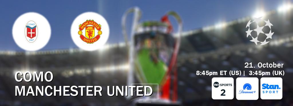 You can watch game live between Como and Manchester United on TNT Sports 2(UK), Paramount+(US), Stan Sport(AU). You can watch game live between Como and Manchester United on TNT Sports 2(UK), Paramount+(US), Stan Sport(AU).