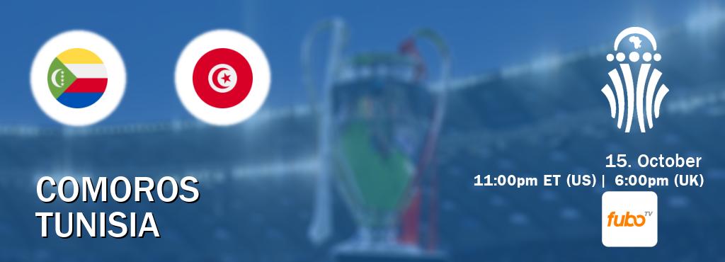 You can watch game live between Comoros and Tunisia on fuboTV(US).