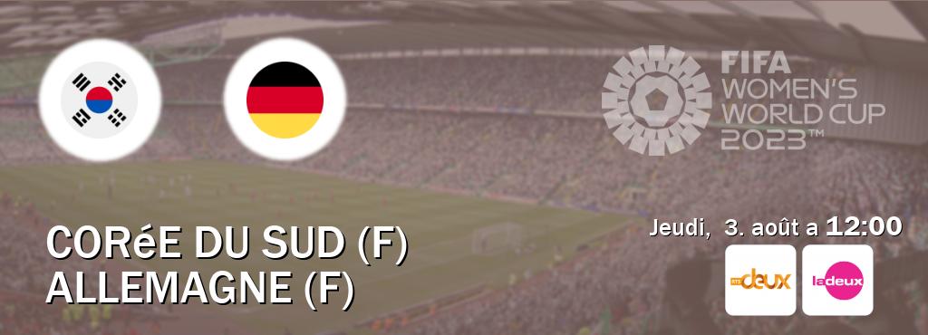 Match entre Corée du Sud (F) et Allemagne (F) en direct à la RTS Deux et Tipik (jeudi,  3. août a  12:00).