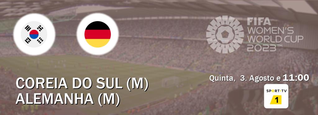 Jogo entre Coreia do Sul (M) e Alemanha (M) tem emissão Sport TV 1 (Quinta,  3. Agosto e  11:00).