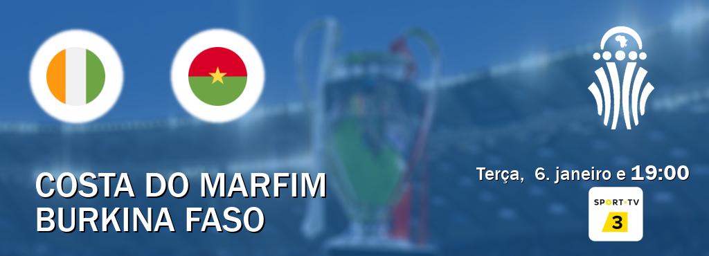 Jogo entre Costa do Marfim e Burkina Faso tem emissão Sport TV 3 (terça,  6. janeiro e  19:00).