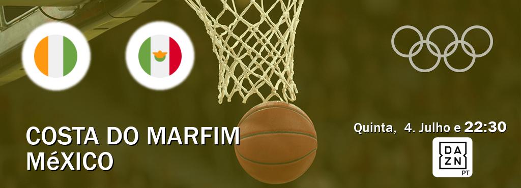 Jogo entre Costa do Marfim e México tem emissão DAZN (Quinta,  4. Julho e  22:30).