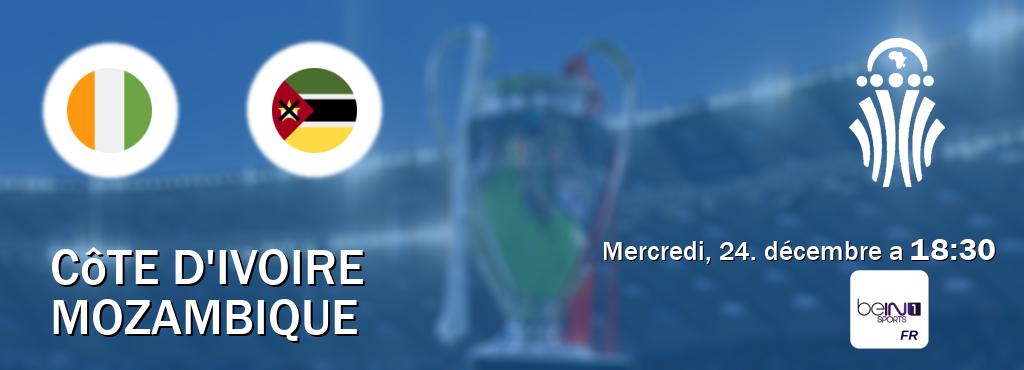 Match entre Côte D'ivoire et Mozambique en direct à la beIN Sports 1 (mercredi, 24. décembre a  18:30).
