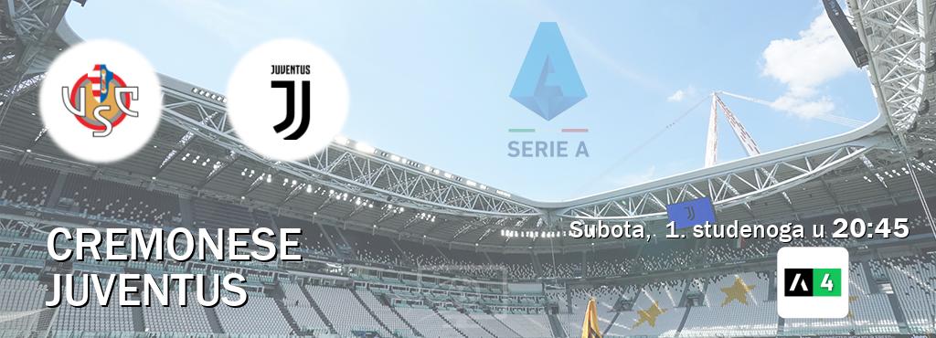 Izravni prijenos utakmice Cremonese i Juventus pratite uživo na Arena Sport 4 (subota, 1. studenoga u 20:45). Izravni prijenos utakmice Cremonese i Juventus pratite uživo na Arena Sport 4 (subota, 1. studenoga u 20:45).