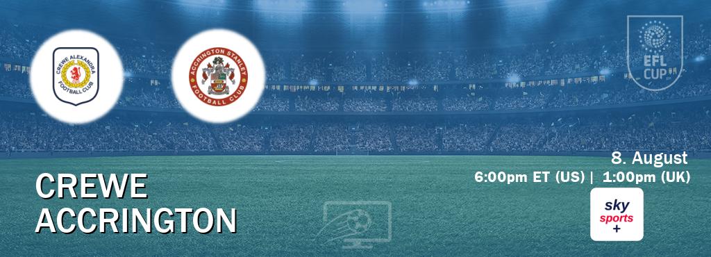 You can watch game live between Crewe and Accrington on Sky Sports+(UK).