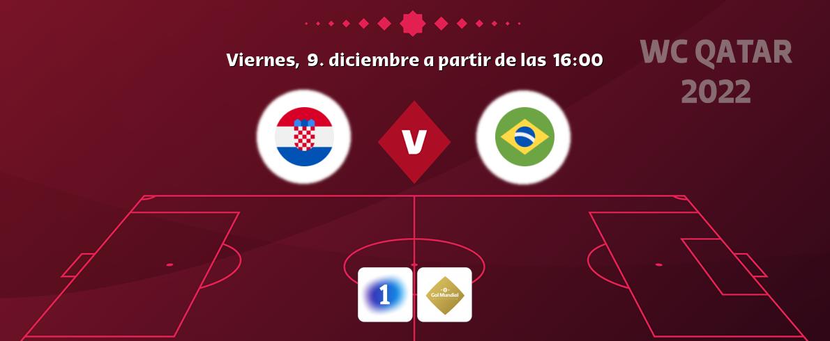 El partido entre Croacia y Brasil será retransmitido por LA 1 y Gol Mundial (viernes,  9. diciembre a partir de las  16:00).