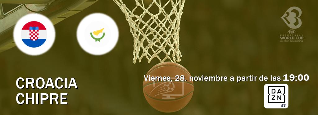 El partido entre Croacia y Chipre será retransmitido por DAZN España (viernes, 28. noviembre a partir de las 19:00). El partido entre Croacia y Chipre será retransmitido por DAZN España (viernes, 28. noviembre a partir de las 19:00).