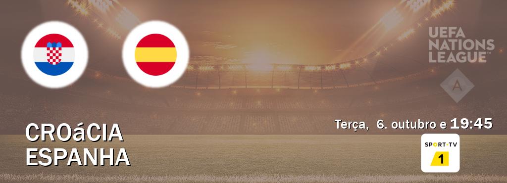 Jogo entre Croácia e Espanha tem emissão Sport TV 1 (terça, 6. outubro e 19:45). Jogo entre Croácia e Espanha tem emissão Sport TV 1 (terça, 6. outubro e 19:45).