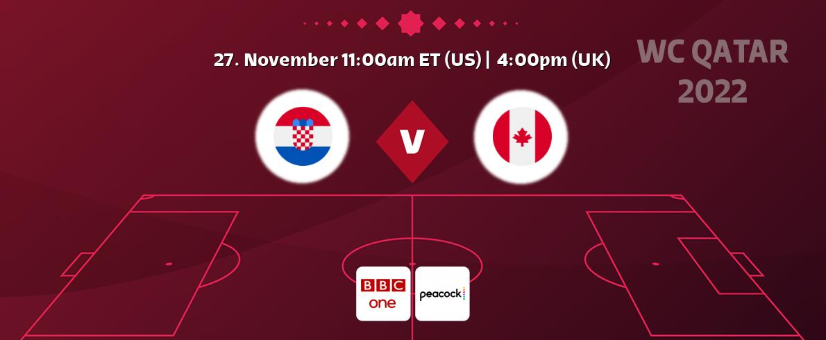 You can watch game live between Croatia and Canada on BBC One and Peacock.