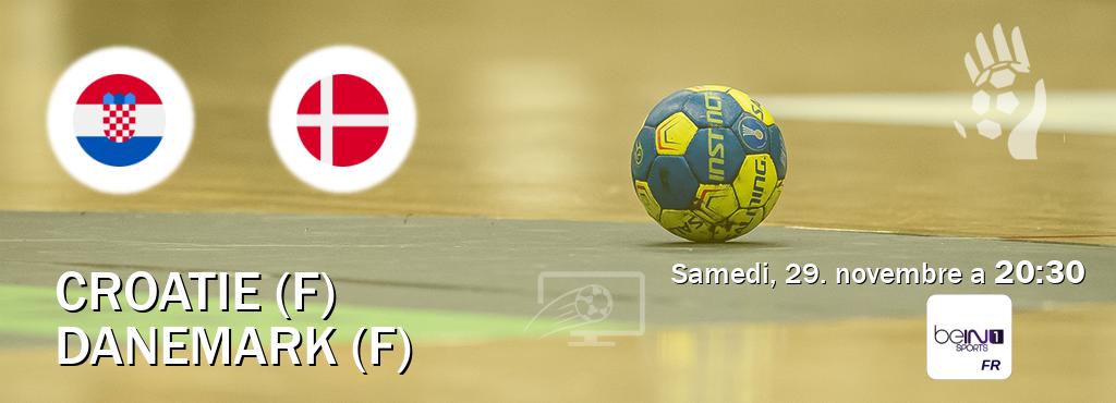 Match entre Croatie (F) et Danemark (F) en direct à la beIN Sports 1 (samedi, 29. novembre a  20:30).