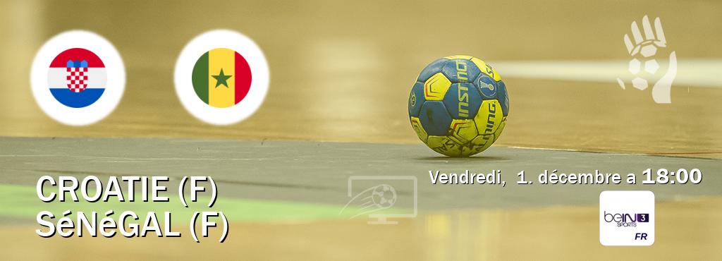 Match entre Croatie (F) et Sénégal (F) en direct à la beIN Sports 3 (vendredi,  1. décembre a  18:00).