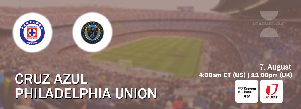 You can watch game live between Cruz Azul and Philadelphia Union on MLS Season Pass and UniMas Eastern(US).