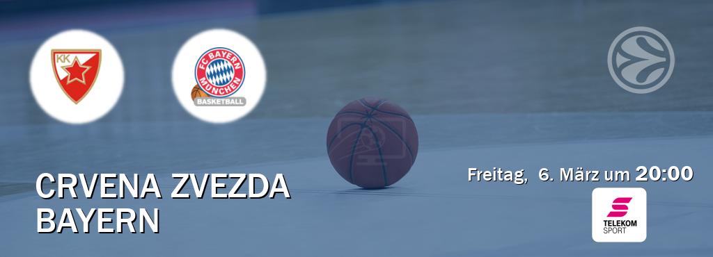 Das Spiel zwischen Crvena zvezda und Bayern wird am Freitag, 6. März um 20:00, live vom Magenta Sport übertragen. Das Spiel zwischen Crvena zvezda und Bayern wird am Freitag, 6. März um 20:00, live vom Magenta Sport übertragen.